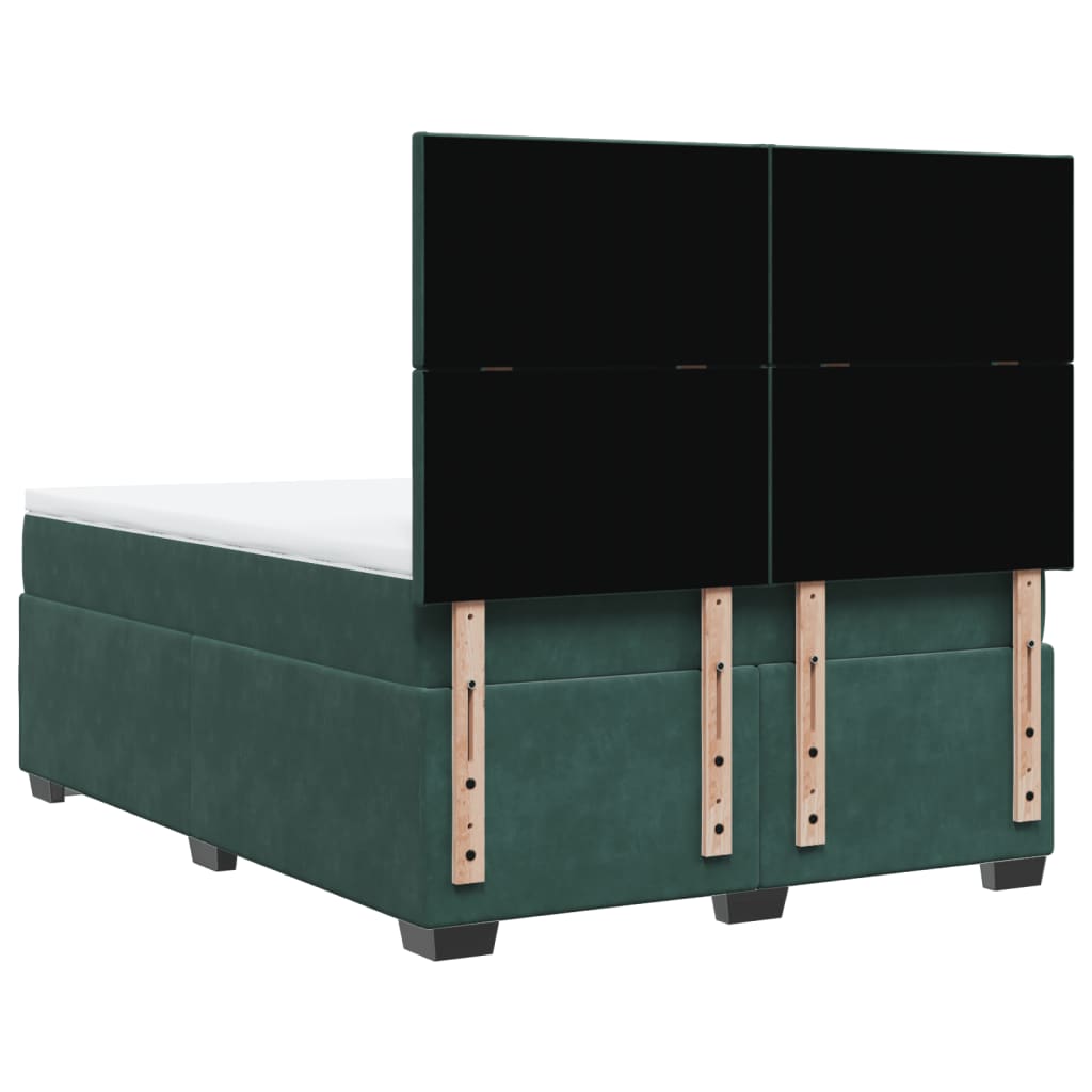 Boxspring met matras fluweel donkergroen 160x200 cm