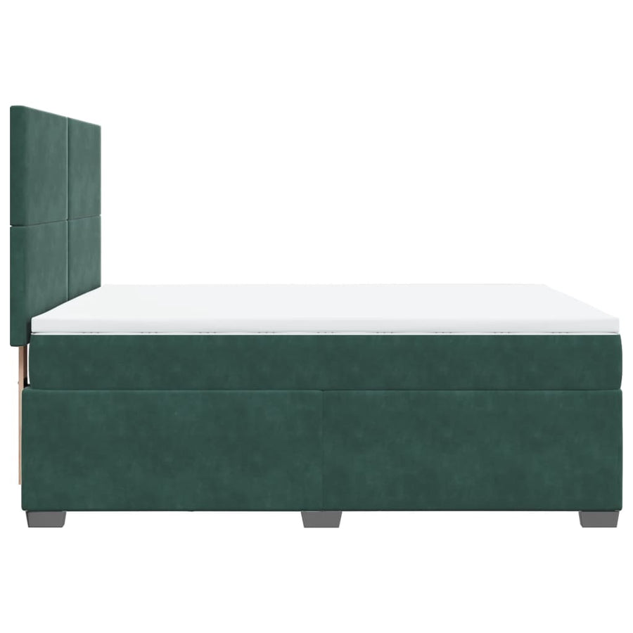 Boxspring met matras fluweel donkergroen 160x200 cm