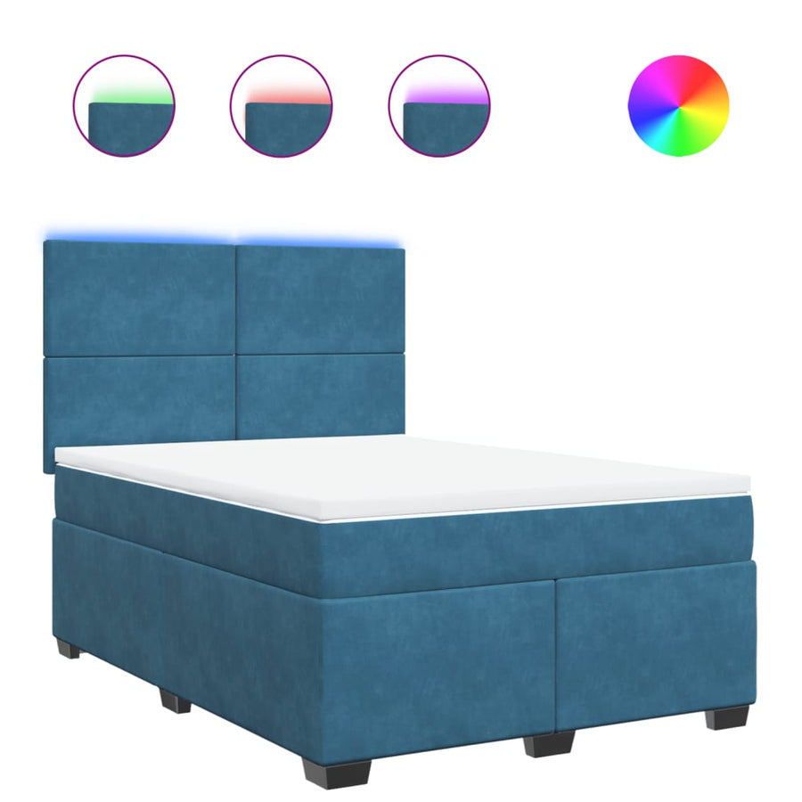 Boxspring met matras fluweel blauw 160x200 cm