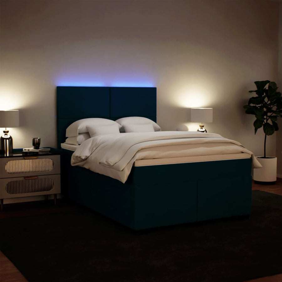 Boxspring met matras fluweel blauw 160x200 cm