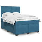 Boxspring met matras fluweel blauw 160x200 cm