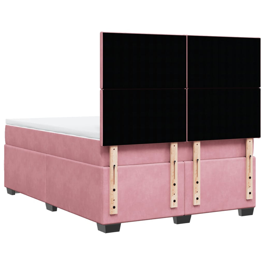 Boxspring met matras fluweel roze 160x200 cm