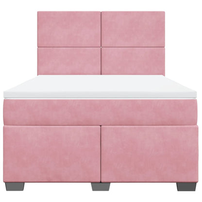 Boxspring met matras fluweel roze 160x200 cm