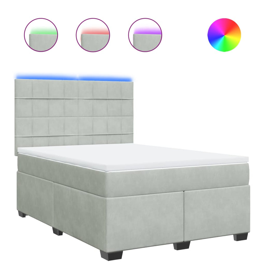 Boxspring met matras fluweel lichtgrijs 160x200 cm