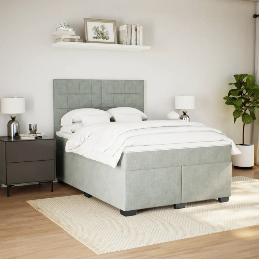 Boxspring met matras fluweel lichtgrijs 160x200 cm