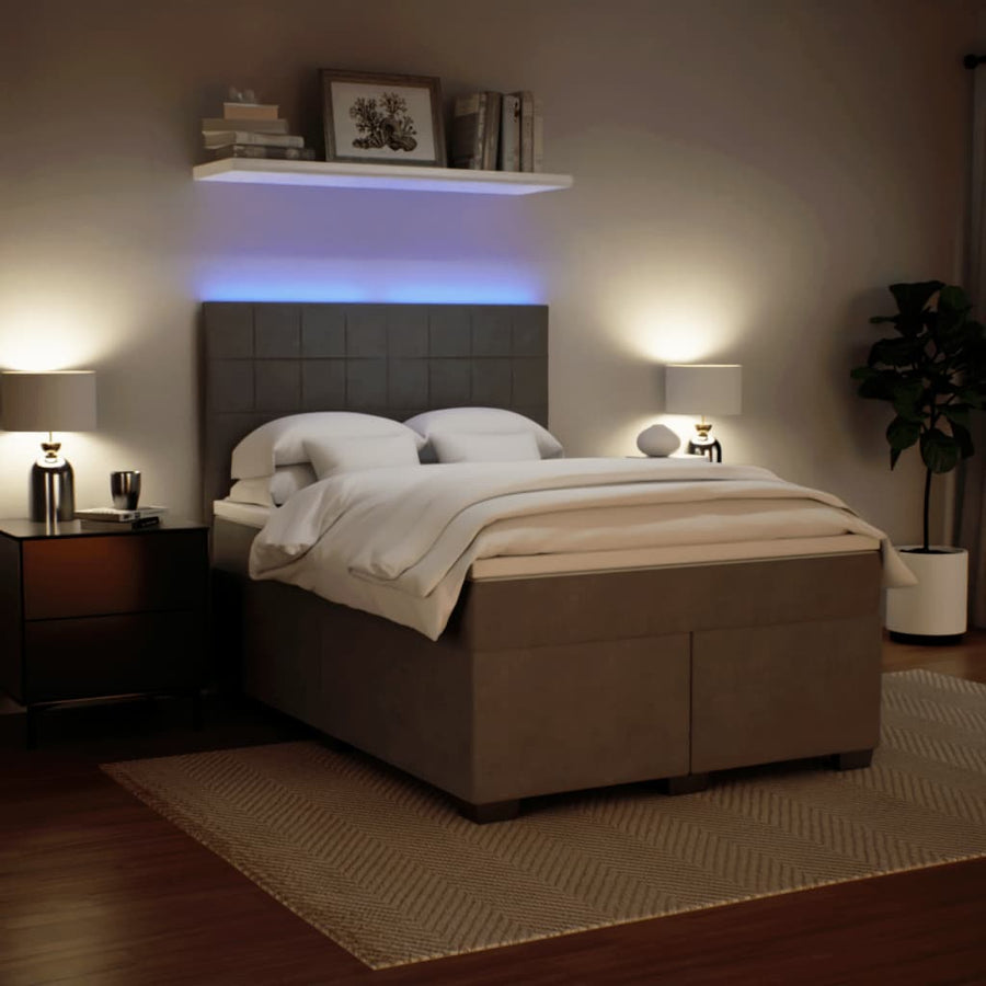Boxspring met matras fluweel lichtgrijs 160x200 cm