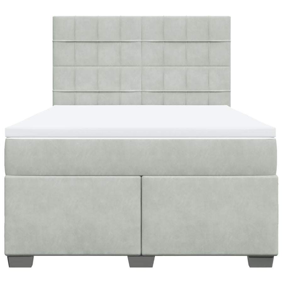 Boxspring met matras fluweel lichtgrijs 160x200 cm