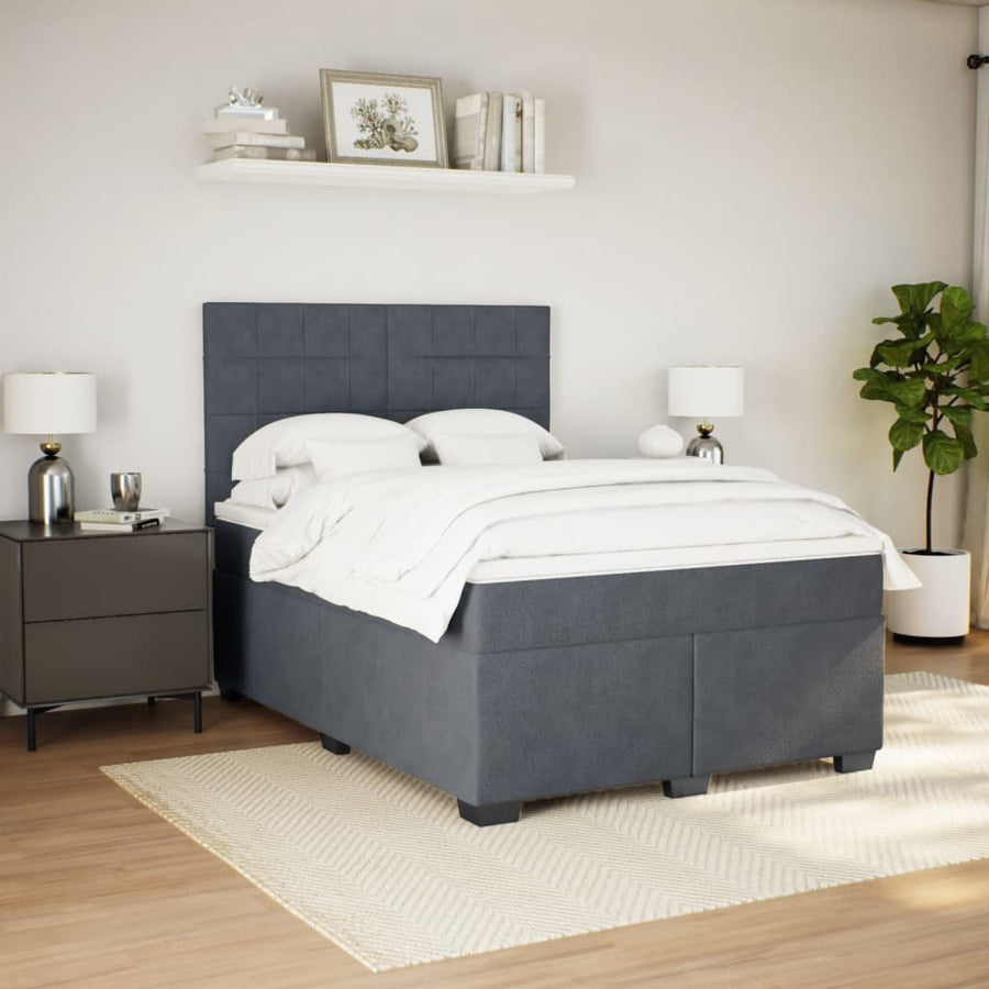 Boxspring met matras fluweel donkergrijs 160x200 cm