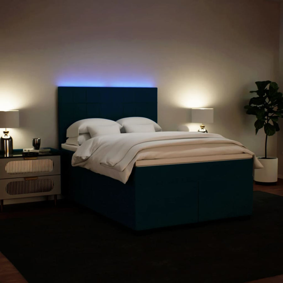 Boxspring met matras fluweel blauw 160x200 cm