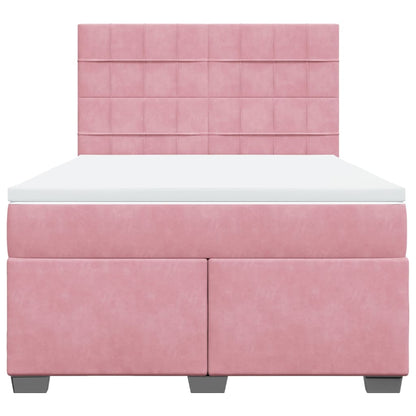 Boxspring met matras fluweel roze 160x200 cm