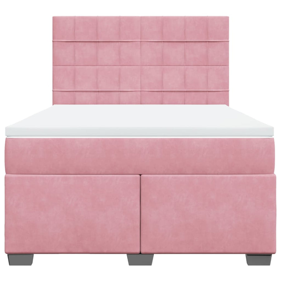 Boxspring met matras fluweel roze 160x200 cm