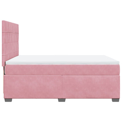 Boxspring met matras fluweel roze 160x200 cm