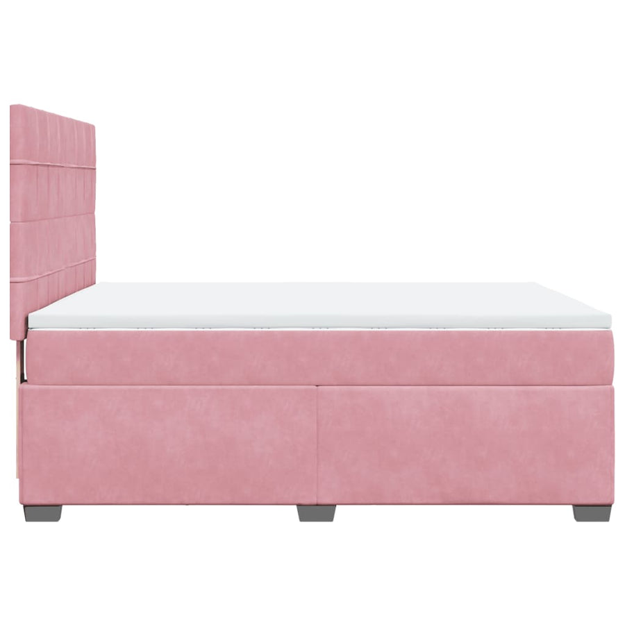 Boxspring met matras fluweel roze 160x200 cm