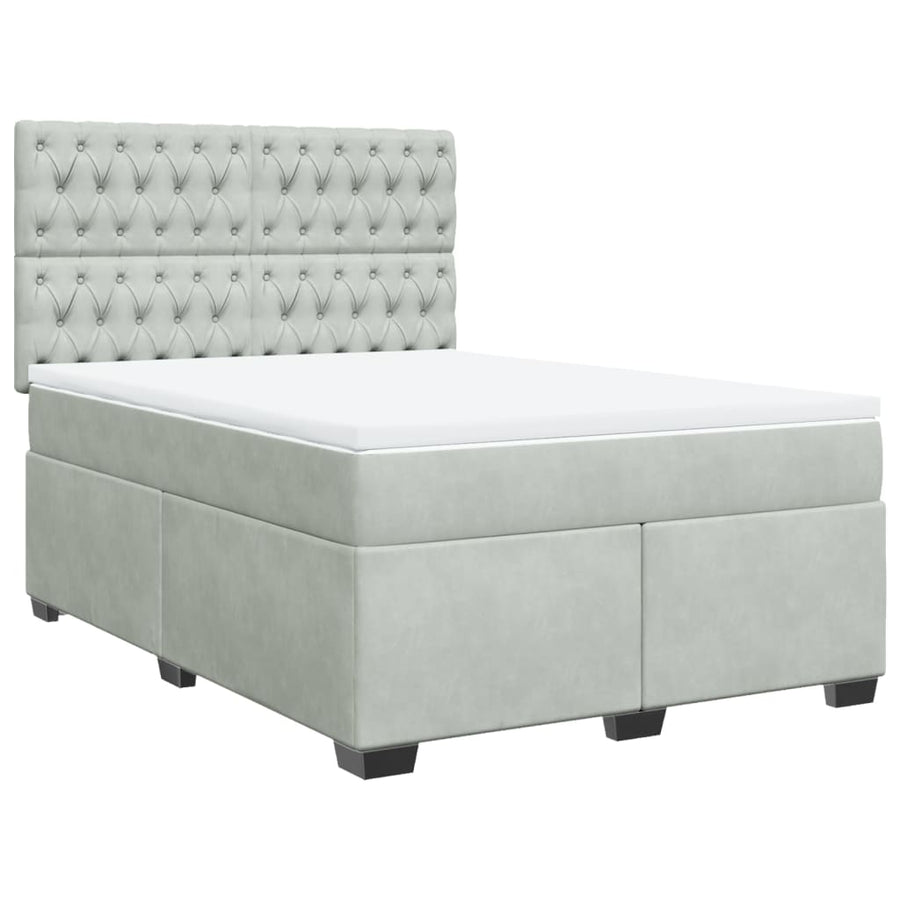 Boxspring met matras fluweel lichtgrijs 160x200 cm