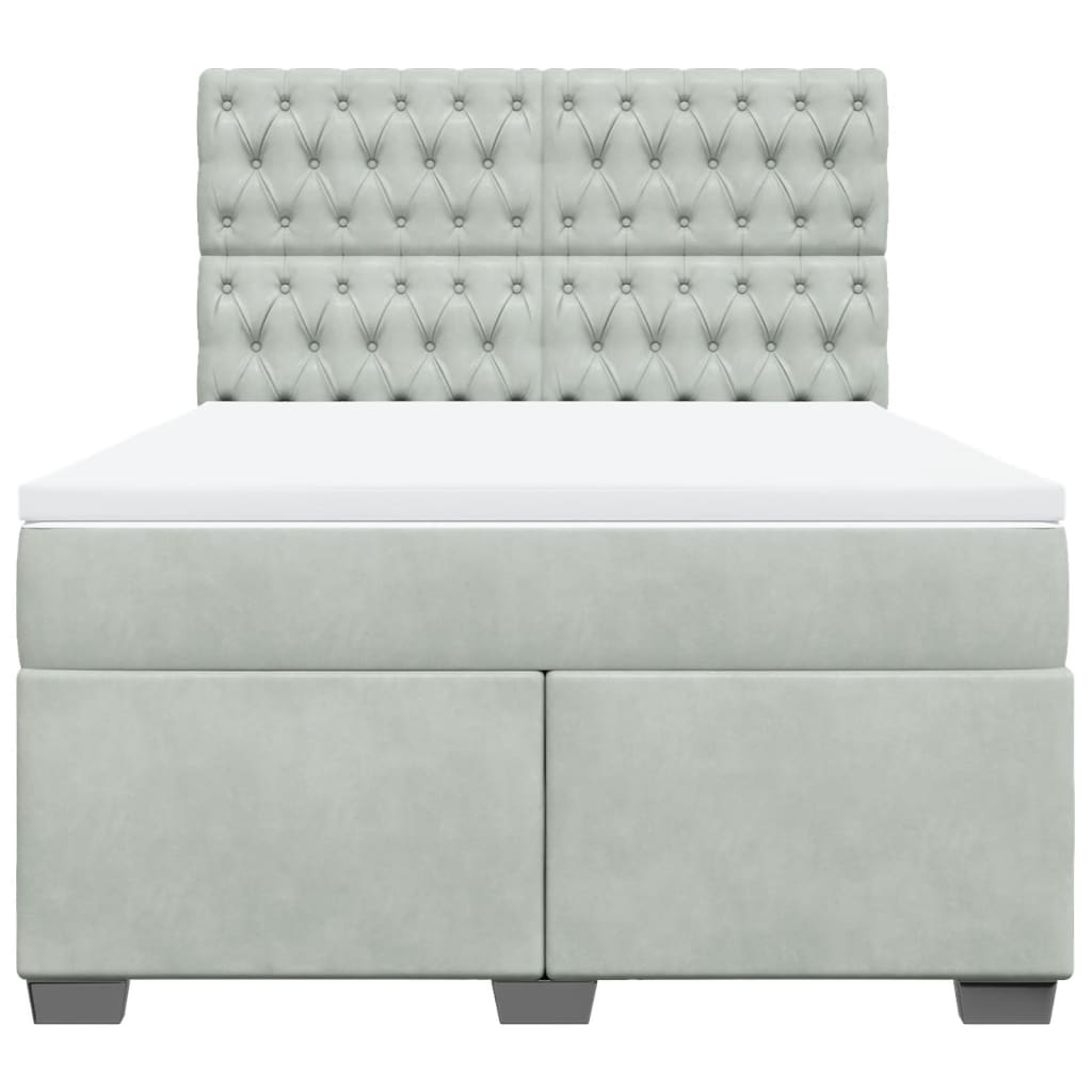 Boxspring met matras fluweel lichtgrijs 160x200 cm