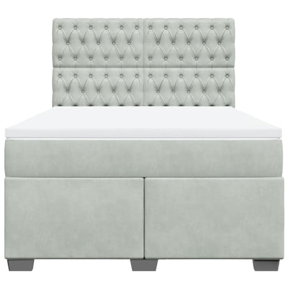 Boxspring met matras fluweel lichtgrijs 160x200 cm
