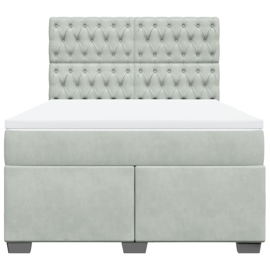 Boxspring met matras fluweel lichtgrijs 160x200 cm