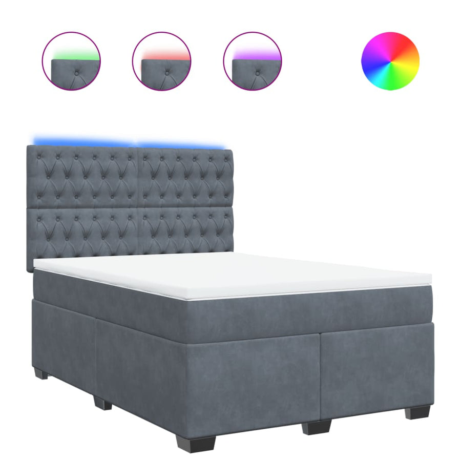 Boxspring met matras fluweel donkergrijs 160x200 cm