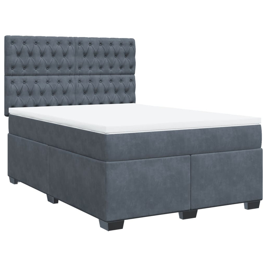 Boxspring met matras fluweel donkergrijs 160x200 cm