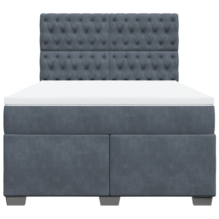Boxspring met matras fluweel donkergrijs 160x200 cm