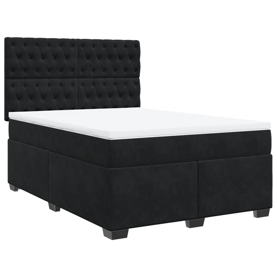 Boxspring met matras fluweel zwart 160x200 cm