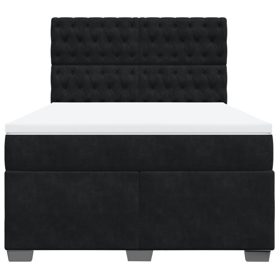 Boxspring met matras fluweel zwart 160x200 cm