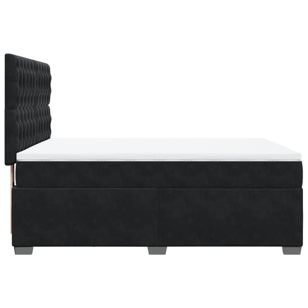 Boxspring met matras fluweel zwart 160x200 cm