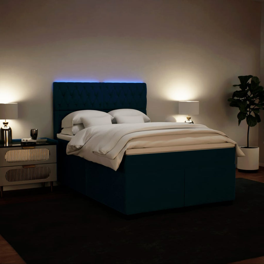 Boxspring met matras fluweel blauw 160x200 cm