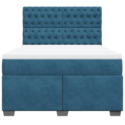Boxspring met matras fluweel blauw 160x200 cm