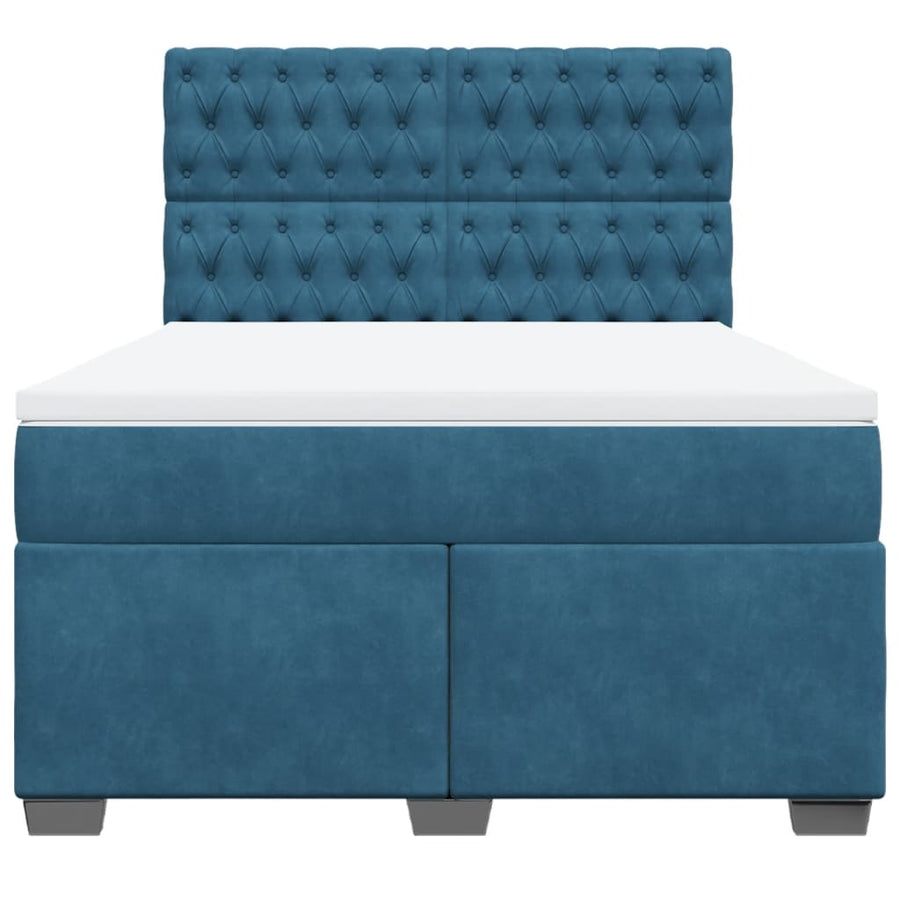 Boxspring met matras fluweel blauw 160x200 cm