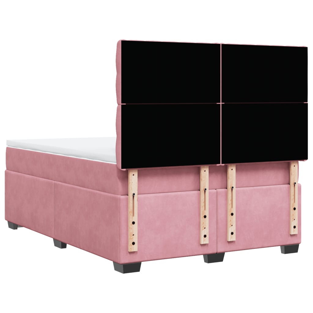 Boxspring met matras fluweel roze 160x200 cm