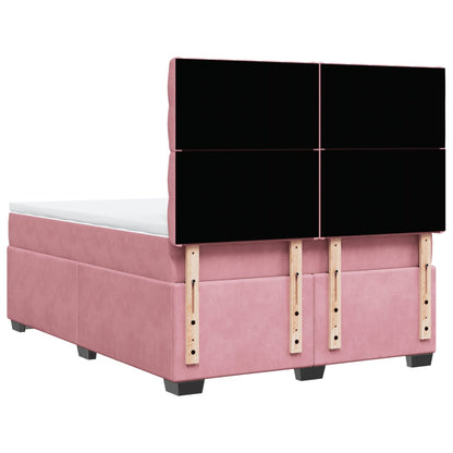 Boxspring met matras fluweel roze 160x200 cm