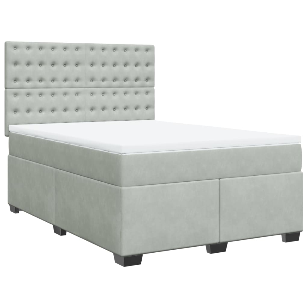 Boxspring met matras fluweel lichtgrijs 160x200 cm