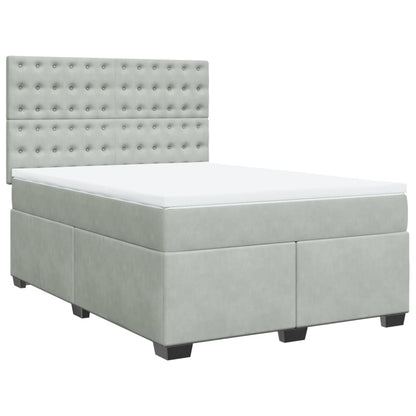 Boxspring met matras fluweel lichtgrijs 160x200 cm