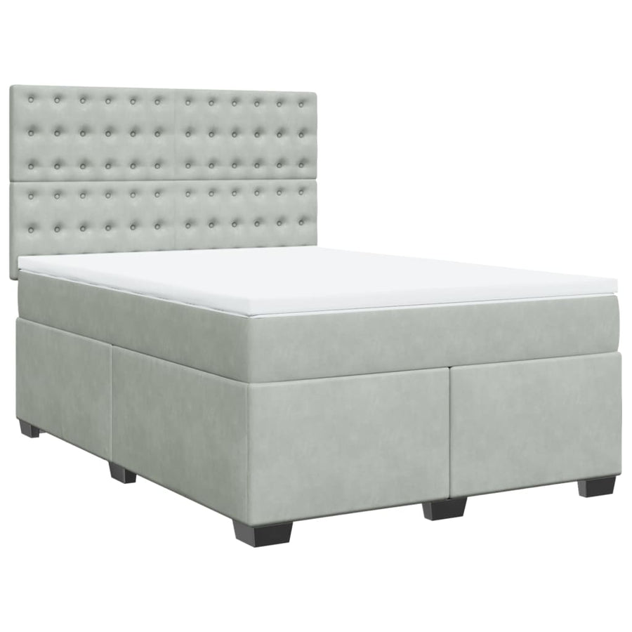 Boxspring met matras fluweel lichtgrijs 160x200 cm
