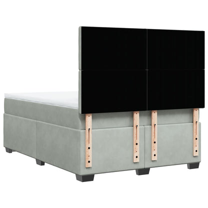 Boxspring met matras fluweel lichtgrijs 160x200 cm