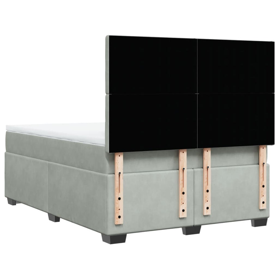 Boxspring met matras fluweel lichtgrijs 160x200 cm