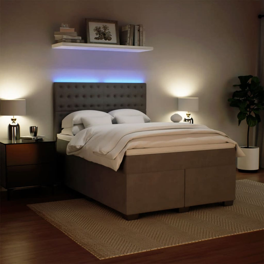 Boxspring met matras fluweel lichtgrijs 160x200 cm
