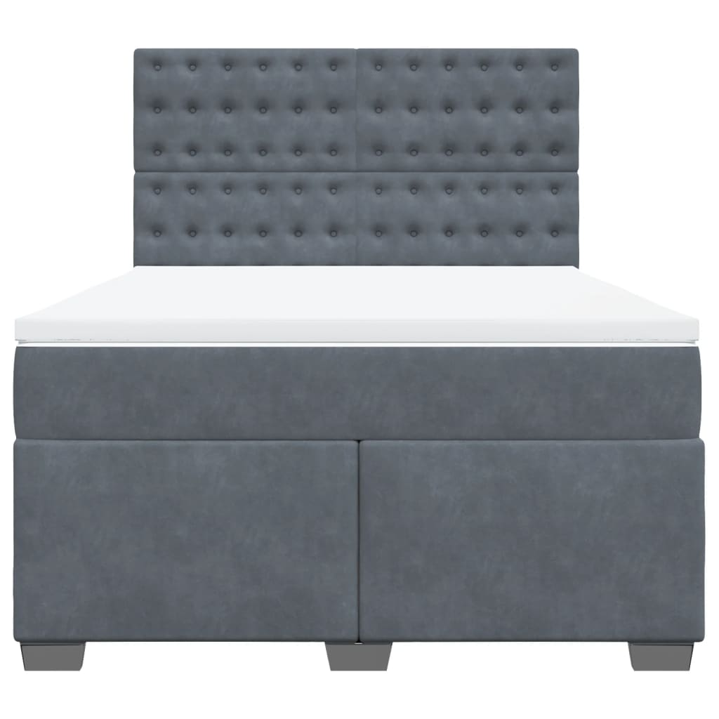 Boxspring met matras fluweel donkergrijs 160x200 cm