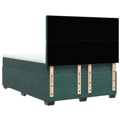 Boxspring met matras fluweel donkergroen 160x200 cm