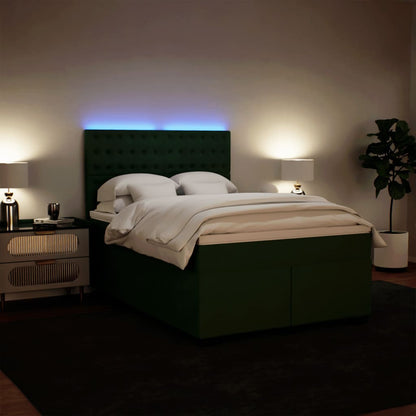 Boxspring met matras fluweel donkergroen 160x200 cm