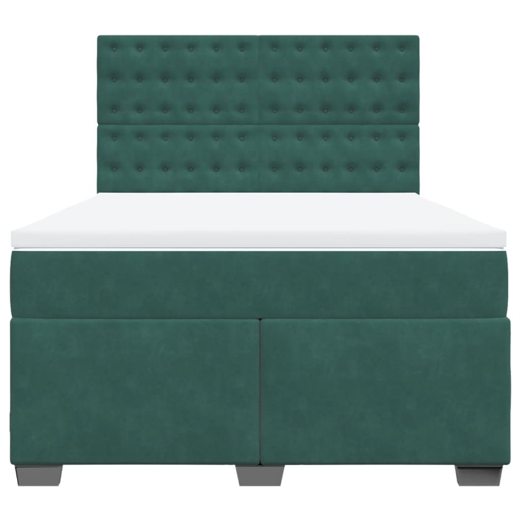Boxspring met matras fluweel donkergroen 160x200 cm