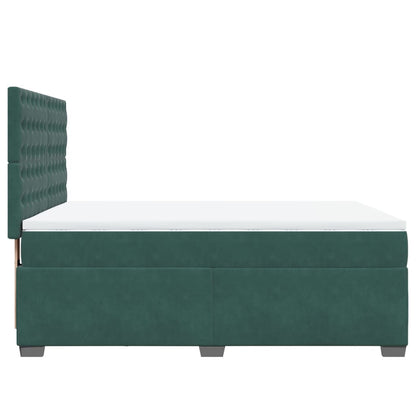Boxspring met matras fluweel donkergroen 160x200 cm