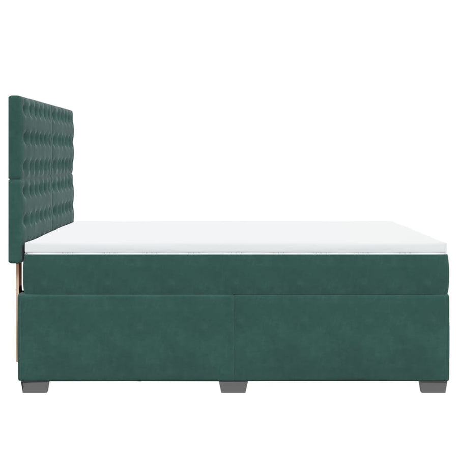Boxspring met matras fluweel donkergroen 160x200 cm