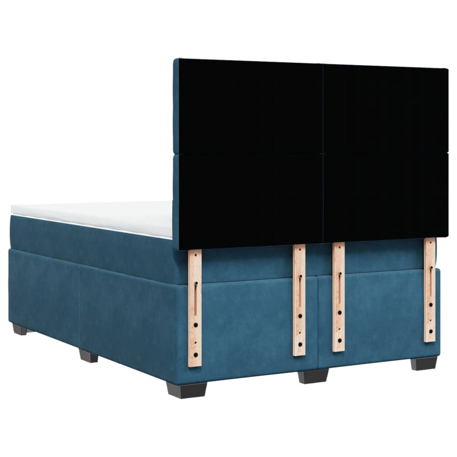 Boxspring met matras fluweel blauw 160x200 cm