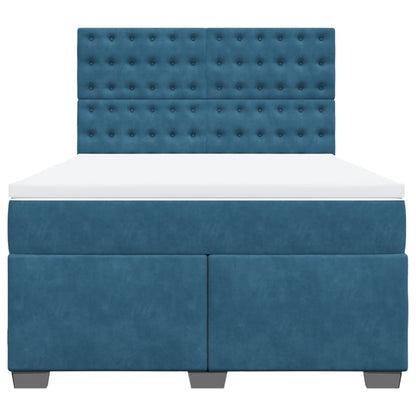 Boxspring met matras fluweel blauw 160x200 cm