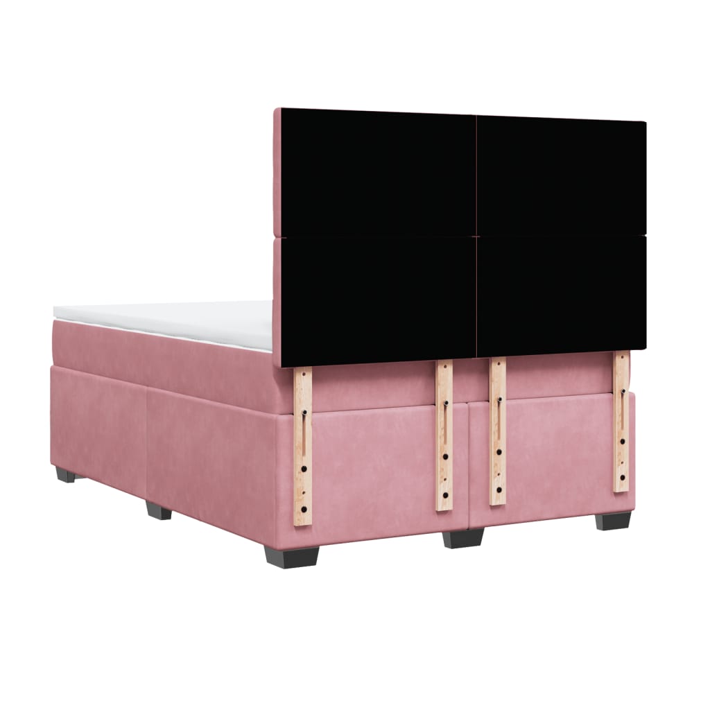 Boxspring met matras fluweel roze 160x200 cm