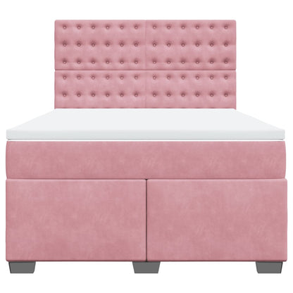 Boxspring met matras fluweel roze 160x200 cm