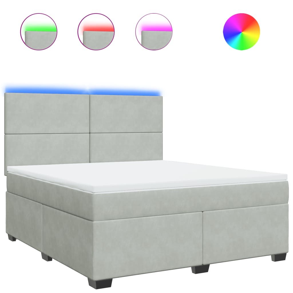 Boxspring met matras fluweel lichtgrijs 180x200 cm