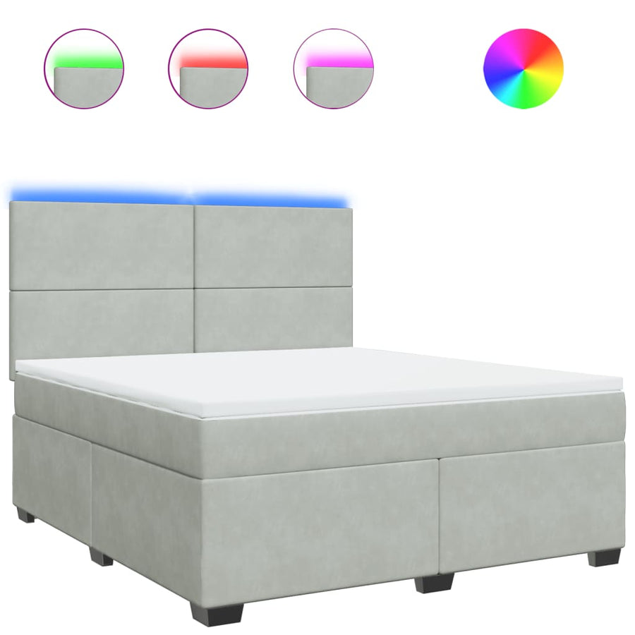Boxspring met matras fluweel lichtgrijs 180x200 cm